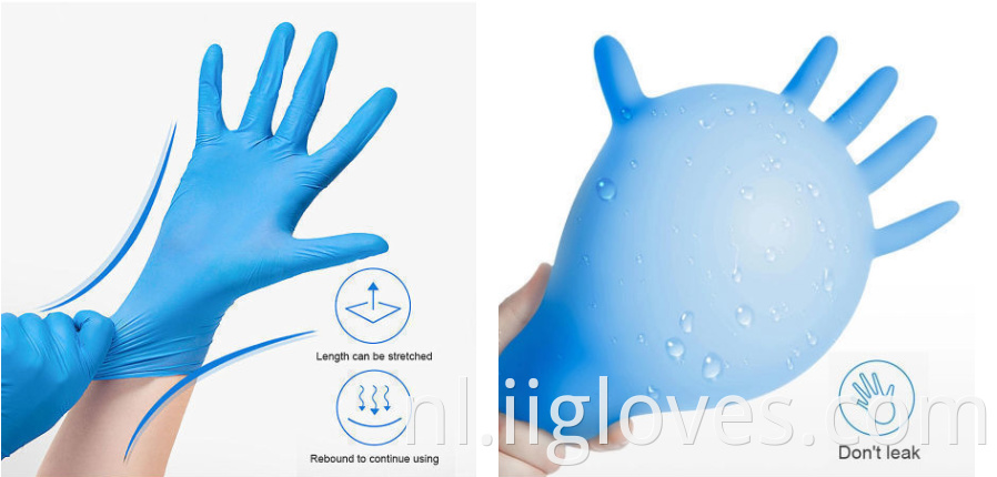Groothandel blauw wegwerp latex nitrilhandschoenen goedkope handelaren van hoge kwaliteit werkende waterdichte wegwerp nitrilhandschoenen
